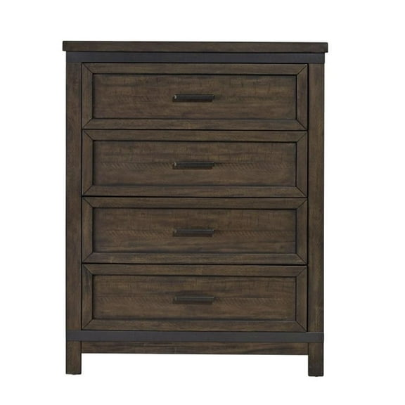 Bowery Hill Traditional Engineered Wood Dark Gray 4 Drawer Chest