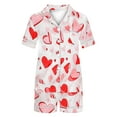 thumbnail image 4 of Lovzfmll Pajama Set for Women, Valentine's Day Print Short Sleeve Set, Collared Pocket Top & Shorts, Casual Sleep & Home Wear Pink-A, S, 4 of 5
