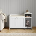 thumbnail image 2 of Huisuilinss Cat Litter Box Enclosure,Wooden Litter Box Furniture,Hidden Litter Box Cabinet,Cat Washroom Furniture With Vent Door,Left Side Storage Drawer And Shelf,Indoor Cats House For Home Use, 2 of 8