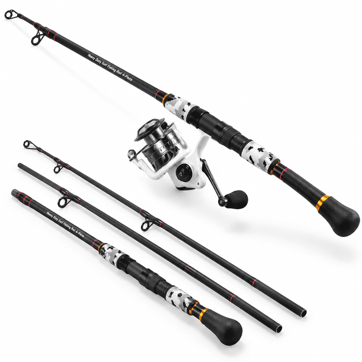 blue 11ft-Spinning-4Pc-Heavy Saltwater Spinning Fishing Rod and Reel Combo