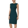 thumbnail image 4 of INSPIRE CHIC Robe Fourreau pour Femme Col Plissé Crayon Tenue de Travail Robes S Vert, 4 of 6
