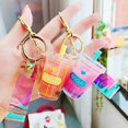 thumbnail image 2 of Lindo llavero de dibujos animados lindo llavero de coche Mini taza de té de la leche cristal líquido arena movediza lentejuelas llavero bolsa colgante para mujer xuanjing unisex, 2 of 2