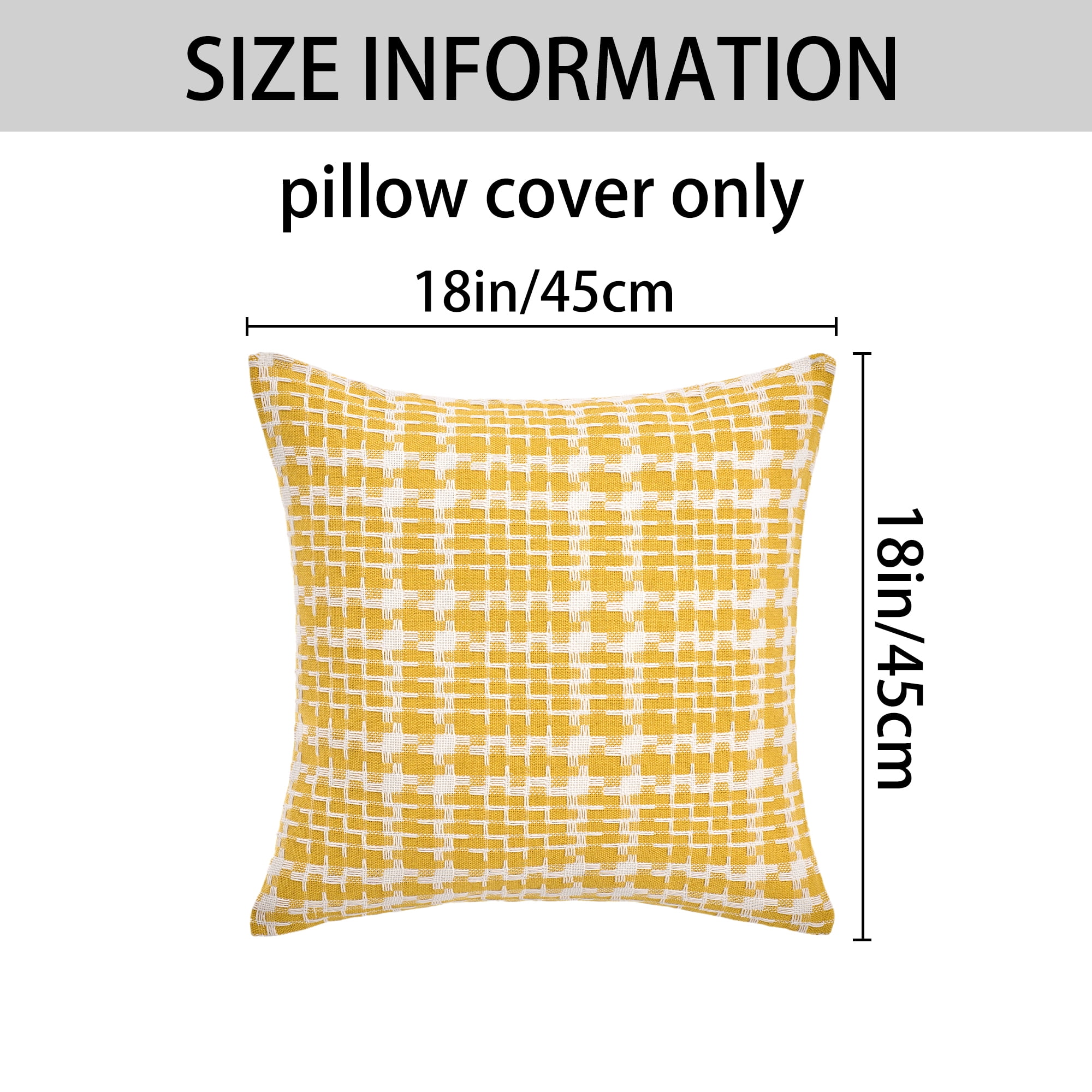 Unique Bargains Pack of 2 Decorative Throw Pillow Covers 18" x 18" Yellow