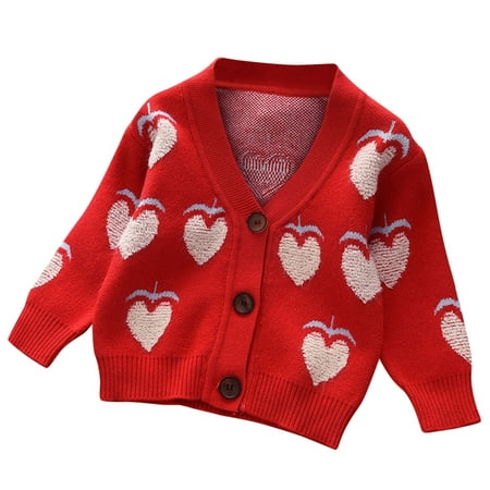 

Toddler Girls Winter Cute Fruit Prints Sweater Long Sleeve Warm Knitted Pullover Knitwear Tops Coat Fair Isle Sweater