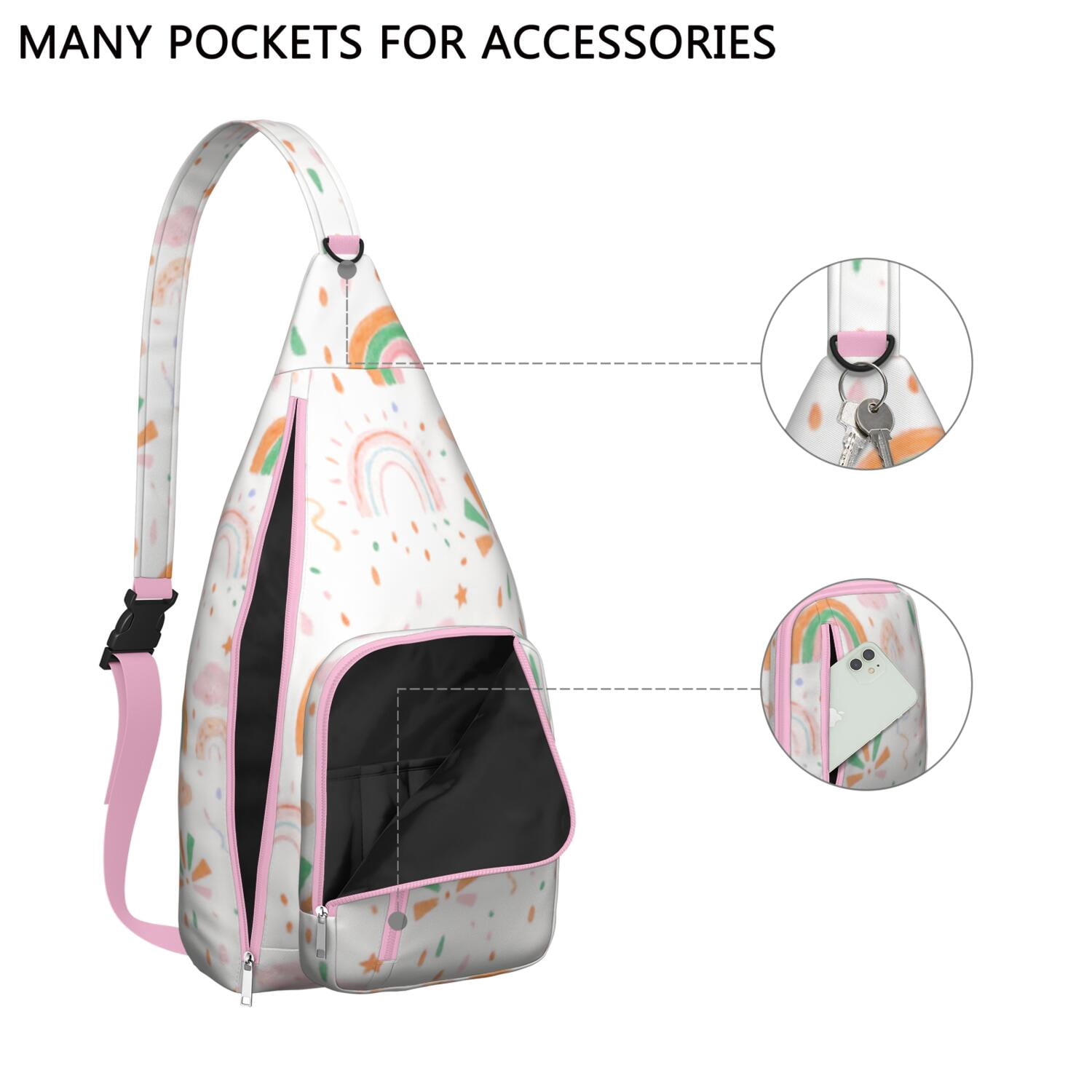 Travel Sling Bag for Men with Adjustable Shoulder Strap Shoulder Backpack Chest Bag Travel Hiking Casual Daypack Rainbow Cartoon