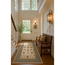 Rug Branch Traditional Persian  Beige Blue Indoor Runner Rug - 2x20