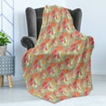 thumbnail image 4 of Gnome Soft Flannel Fleece Throw Blanket, Forest Mushrooms Jungle Wild Plants Season Dreamland Cartoon Style, Cozy Plush for Indoor and Outdoor Use, 50" x 70", Tan Scarlet Marigold, by Ambesonne, 4 of 5