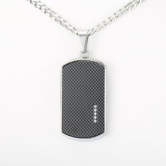 Dog Tag Pendant Necklace for Men Stainless Steel Cuban Chain
