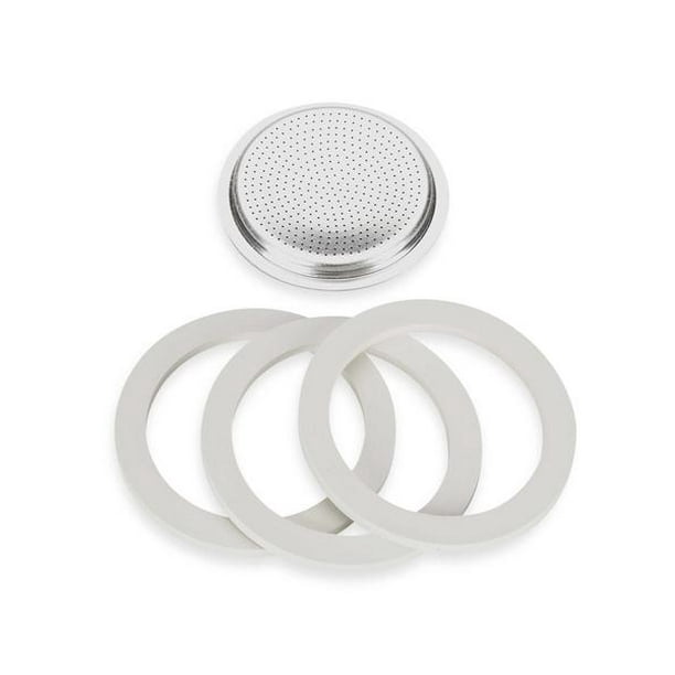Bialetti Stovetop Moka Coffee Maker Replacement Gaskets and Filter 1, 3