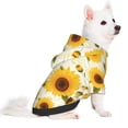 thumbnail image 2 of Fotbe European-style Pattern Sunflower A Print Small Dog Sweater Hoodies Pet Grey Hooded Soft Fleece Sweatshirts with Pocket Fall Winter Puppy Cat Sweaters Warm Clothes-Small, 2 of 7
