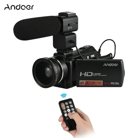 Camcorder Digital Camera External Battery (Andoer HDV-V7 PLUS 1080P Full HD 24MP Portable Digital Video Camera Camcorder Remote Control Infrared Night Vision Recorder 16X Zoom 3.0