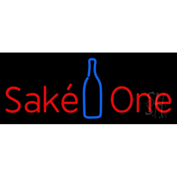 Sake One With Bottle LED Neon Sign 13 x 32 - inches, Clear Edge Cut Acrylic Backing, with Dimmer - Bright and Premium built indoor LED Neon Sign for Bar decor.
