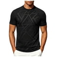 thumbnail image 2 of TKKCS Mens Slim Fit Crew Neck T Shirts- Summer Casual Lightweight Short Sleeve Geometric Print Basic Tees Black Size XL, 2 of 6