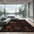 thumbnail image 2 of ODIKA 6'x9' Washable Area Rug Midnight Black Mystical Motifs Decorative Design Enchanting Floral and Celestial for Queen Size Bedroom, Under Bed, Master Suite, Easy Care, Non-Shedding, 2 of 7