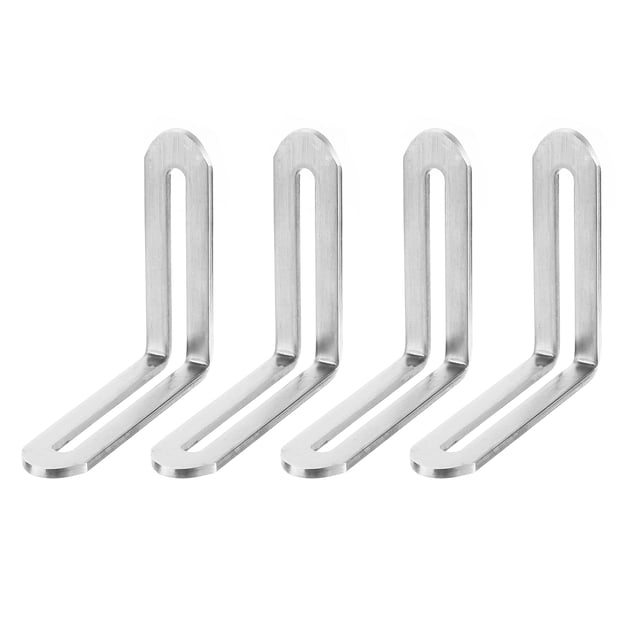 Unique Bargains Code d'Angle Réglable 4 Pack 58x58mm - Acier Inoxydable 90 Degrés L-forme Corset d'Angle, pour Fixe (Argent)