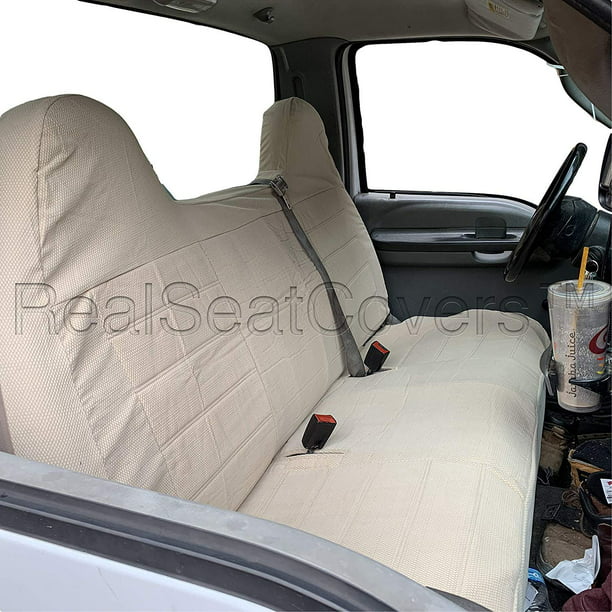 Seatcovers For F23 Ford F150 F250 F350 F450 F550 1992 2010 Full Size Bench Seatcover Molded Headrest Fitted Beige Tan Com - Best F350 Seat Covers