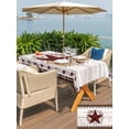 thumbnail image 4 of Outdoor Tablecloth with Umbrella Hole and Zipper, Texas Star Vintage Rectangle Table Cloth 54x80 Inch Waterproof Tablecloth, Red Berry Retro Art White Wooden Picnic Table Cover for Patio Camping, 4 of 7
