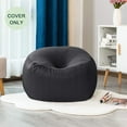 thumbnail image 2 of CHUN YI Bean Bag Seat Cover Textured Grid Stretch Slipcover with Zipper (L, Gray), 2 of 6