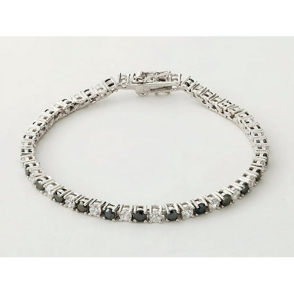 Black and White CZ Diamond Tennis Bracelet, Silver Tennis Bracelet, CZ Diamond Bracelet, White Gold Bracelet, Classic Tennis Bracelet, Gift