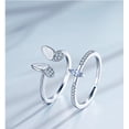thumbnail image 4 of Womens Butterfly Ring Adjustable Zirconia Copper White Gold Plated Fashion Jewelry Elegant Dainty Gift for Her, 4 of 6