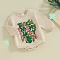 thumbnail image 2 of Bagilaanoe Newborn Baby Girl Oversized Romper Sweatshirt Long Sleeve Bodysuits Letter Embroidery Pullover 3M 6M 12M 18M Infant Casual Tee Tops, 2 of 8