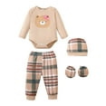 thumbnail image 6 of KIMI BEAR Newborn Baby Girls Layette Set 4 Packs 0-3 Months Winter Clothes Outfits Long Sleeves Romper Top Pants Gloves Hats 16 Piece Essentials Accessories Clothing Gift Sets Brown, 6 of 9