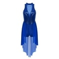 thumbnail image 4 of Sxiwei Women Adult Lyrical Dance Dress Sequins High-Low Skirted Leotard Modern Contemporary Ballet Royal_Blue M, 4 of 7