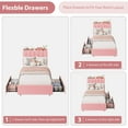 thumbnail image 6 of Ataucjin Twin Size Bed Frame with Storage Headboard, LED Bed Frame with 2 Drawers, Boucle Upholstered Platform Bed,Chic Wavy Headboard with Bookcase, No Box Spring Needed, 6 of 7