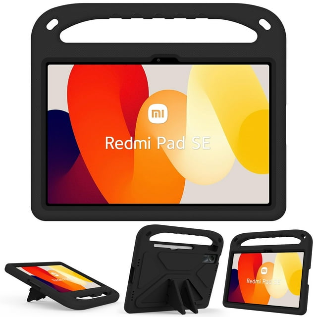 Kids Safe EVA Bear Case For Xiaomi Redmi Pad SE 11 Inch 2023 Handheld Shockproof Tablet Cover For Redmi Pad SE 11" 2023 #R Black-JG Redmi Pad SE 11 inch