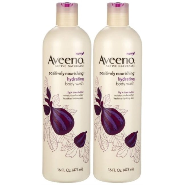 aveeno positively nourishing hydrating body wash, fig + shea butter, 16