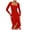 Red, variant on GEWSEY Women's Sexy Ruched Bodycon Midi Dresses Elegant Mesh Long Sleeve Square Neck Ruffle Hem Party Dress (Blue, XL)