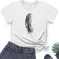thumbnail image 3 of MELDVDIB Womens T-Shirt Fashion Print Basic Short Sleeve Summer Tops Light Weight Crewneck Pullover Tees Blouse, 3 of 4