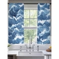 thumbnail image 2 of Ocean Waves Sheer Curtains 63 Inch Long 2 Panels, Nautical Blue Sea Water Nature Scenery Light Filtering Rod Pocket Curtains, Sheer Voile Drapes for Living Room Bedroom, 52"x63", 2 of 8