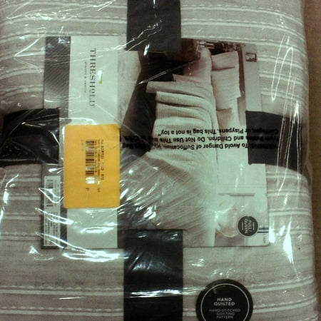 Gray Stitched Stripe Quilt (Full/Queen) - Threshold™