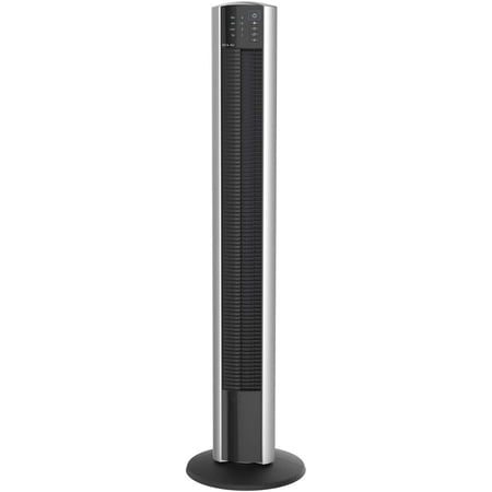 XtraAir 48 Inch Widespread Home Oscillating Tower Fan with Electronic Controls, Remote, 8 Hour Timer, and Nighttime Setting, Silver