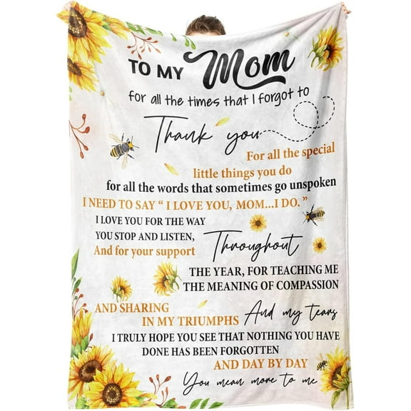 Mom Gifts, Mom Mother Day Birthday Gifts from Daughter Son - to My Mom Soft Cozy Throw Blanket 60"x50"