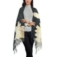 thumbnail image 2 of Honeii Golden Lotus Print Scarf Oversized Scarf Tassel Fall Winter Thick Scarf Warm Shawl Women,Women's Scarves & Wraps, 2 of 8