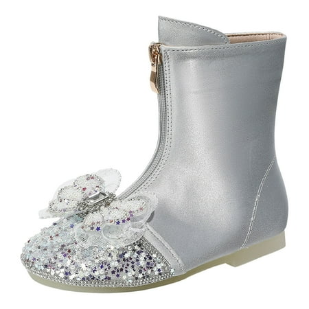 

Children Shoes Flat Mid Length Boots Fashionable Sequined Leather Boots All Boot Soft Boots for Kids Toddler Girl Rain Boots Fashion Boots Size 3 Kids Boots for Girls Size 2 Boots High Heels for Kids