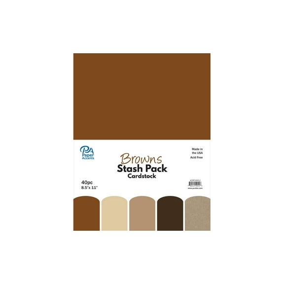 Paper Accents Stash Pack Cardstock 8.5"x 11" Browns 40pc