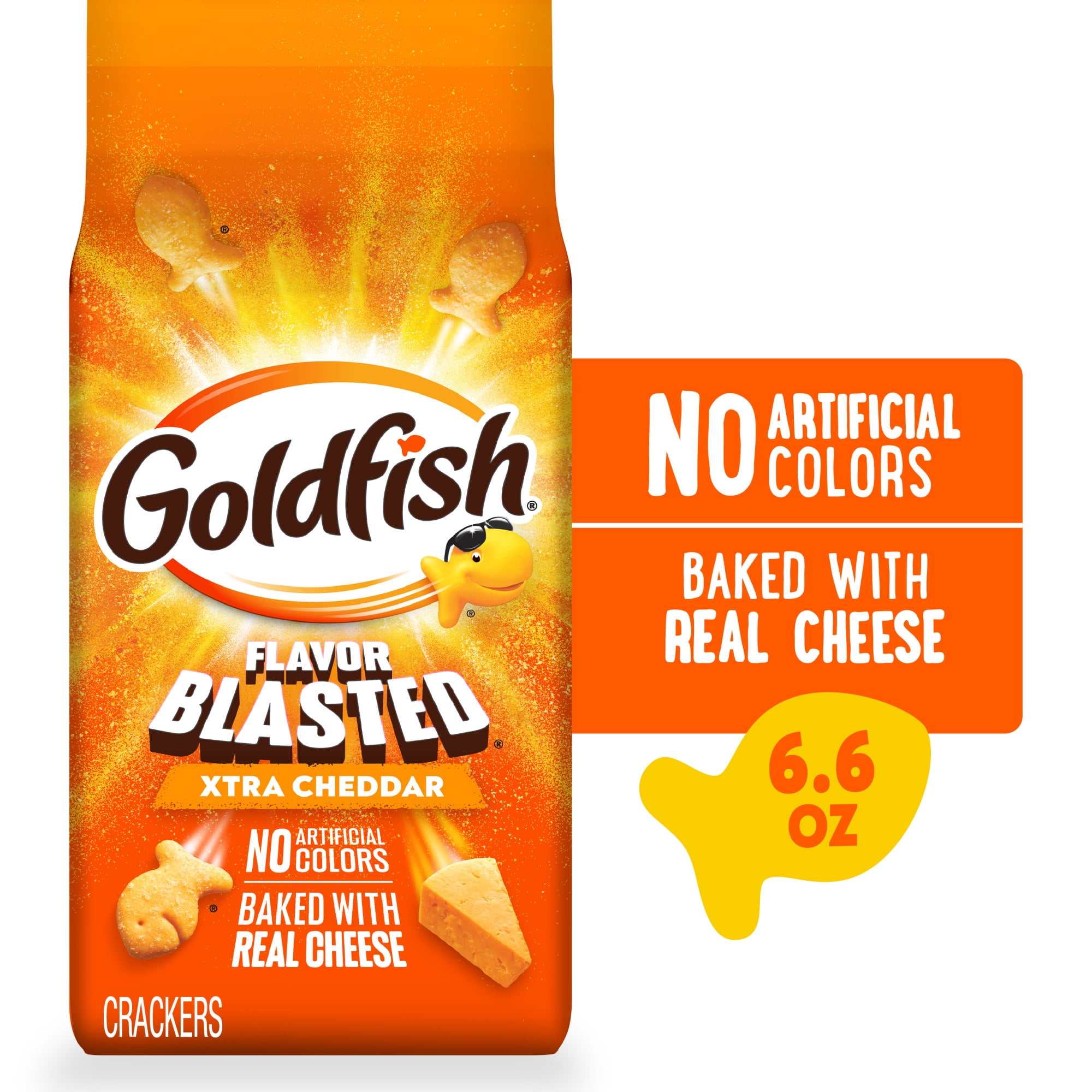 Goldfish Flavor Blasted Xtra Cheddar Cheese Crackers, 6.6 oz Bag