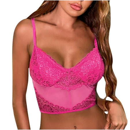 

Honeeladyy Clearance under 10$ Women s Sexy Lace Bra Adjustable Spaghetti Straps Beauty Back Wrap Hollow Out Bra Chest Support Underwear Vest Sling