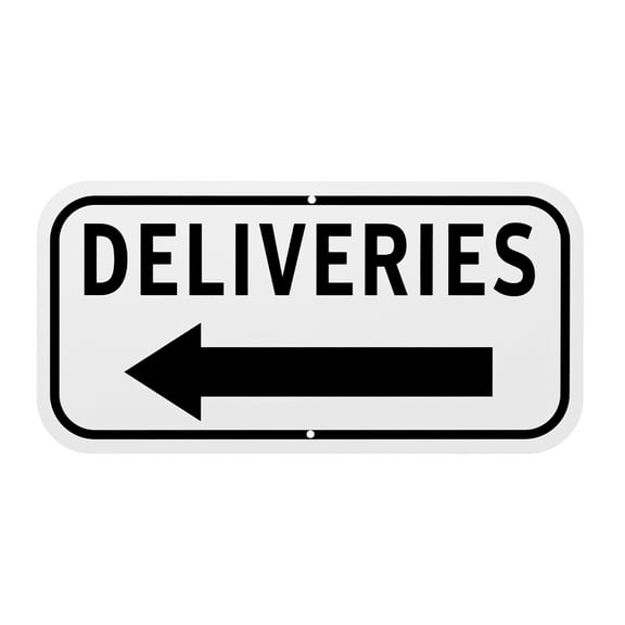 Uxcell 1-Pack Deliveries Sign with Lift Arrow, 12" x 6" Aluminum Front Door Sign for Home/Office [Black on White]