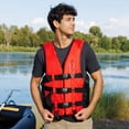thumbnail image 4 of Adult Life Jacket, Red Heavy Duty Nylon Life Vest for Adults, Personal Flotation Device for Boating, Jet Ski, Wakeboarding, Paddleboarding, Rafting and Open Water Activities, 4 of 5