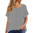 thumbnail image 4 of Aezemi Loose Striped Shirts Womens Tunic Curved Hem Lightweight Beach Vacation Casual Tops Women Summer Pullover Short Sleeve Fashion Outdoor Tees XL, 4 of 6
