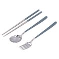 thumbnail image 3 of 304 Stainless Steel Fork Spoon Chopsticks Set Flatware Reusable Utensils Set for Students Office WorkersBlue Silver, 3 of 5