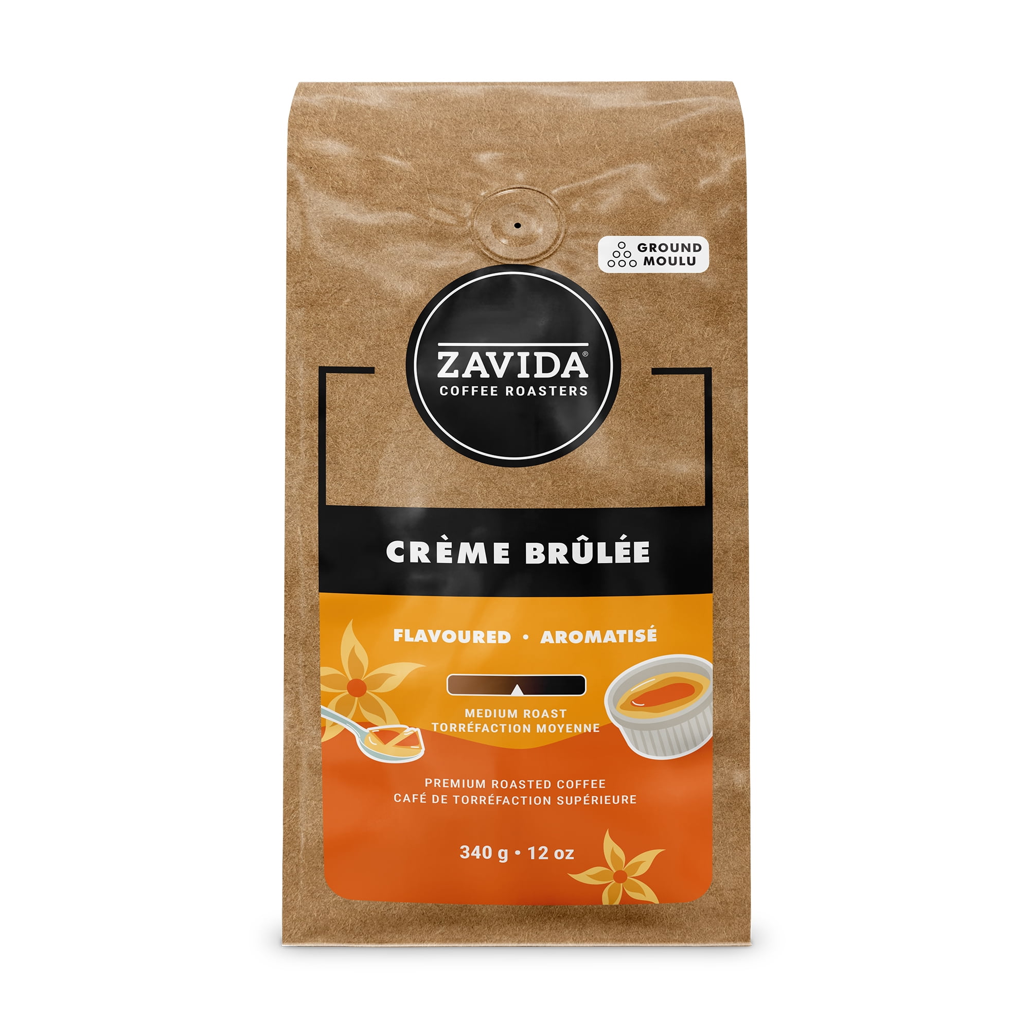 Zavida Coffee Crème Brûlée Flavoured Medium Roast Ground Coffee 340g, 2.6
