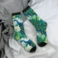 thumbnail image 5 of Fotbe Peacock And Flowers Pattern Long Socks for Men & Women – Breathable & Stretchy Compression Socks, Ideal for Running, Travel, and Everyday Wear Size 5-11, 5 of 6
