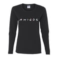 thumbnail image 2 of Friends Amigos Parody Pop Womens Graphic Long Sleeve T-Shirt, Black, Small, 2 of 3