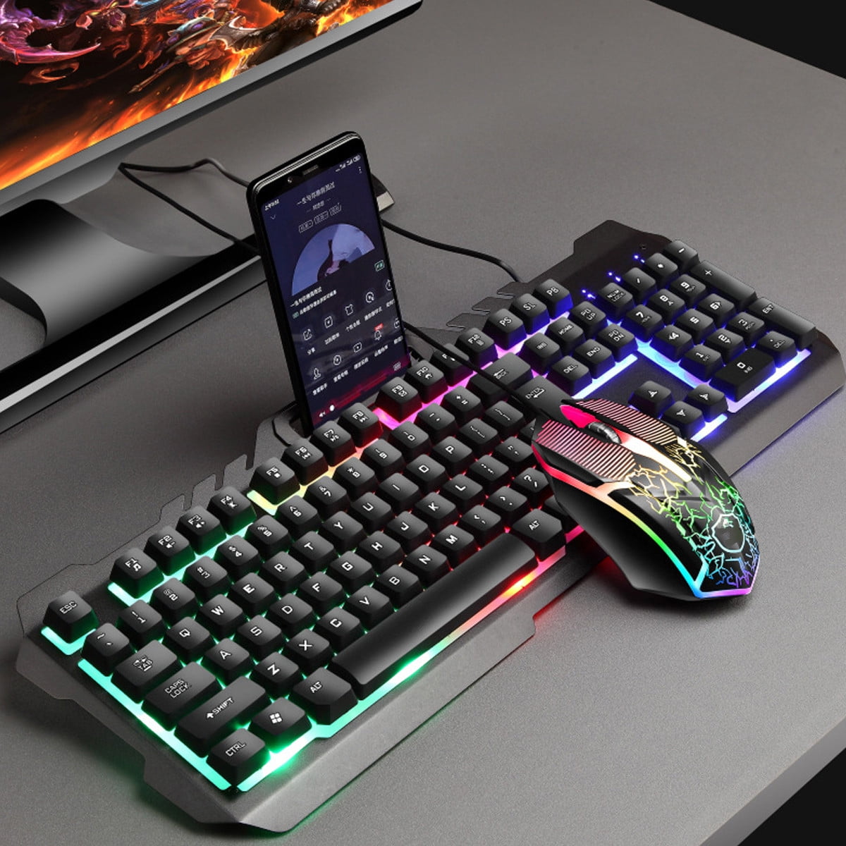 T21 Gaming Keyboard and Mouse Combo Rainbow Backlit Computer Gamer