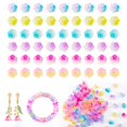 thumbnail image 1 of Cuentas de flores de cristal checo, 100 cuentas de flores de cristal de 0,47 pulgadas de profundidad para hacer joyas y manualidades, cuentas espaciadoras de flores de campana a granel en 6 colores de, 1 of 7